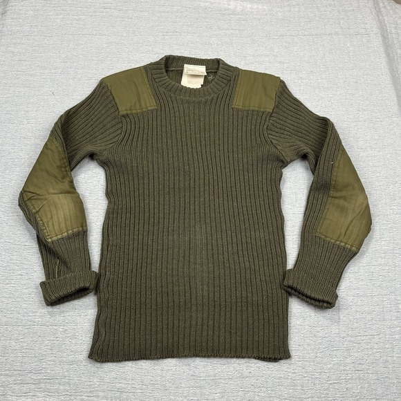 Brigade Quartermasters  Sweater Mens 38 Green Woolly Pully Military Patches - Picture 1 of 6